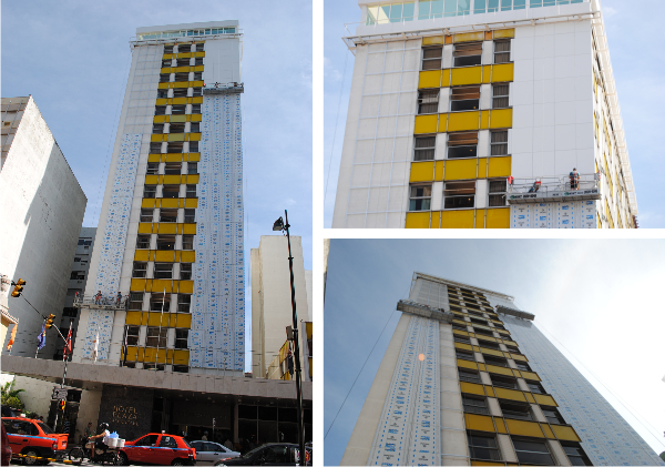 Obras da nova fachada do Plaza São Rafael Hotel e Centro de Eventos